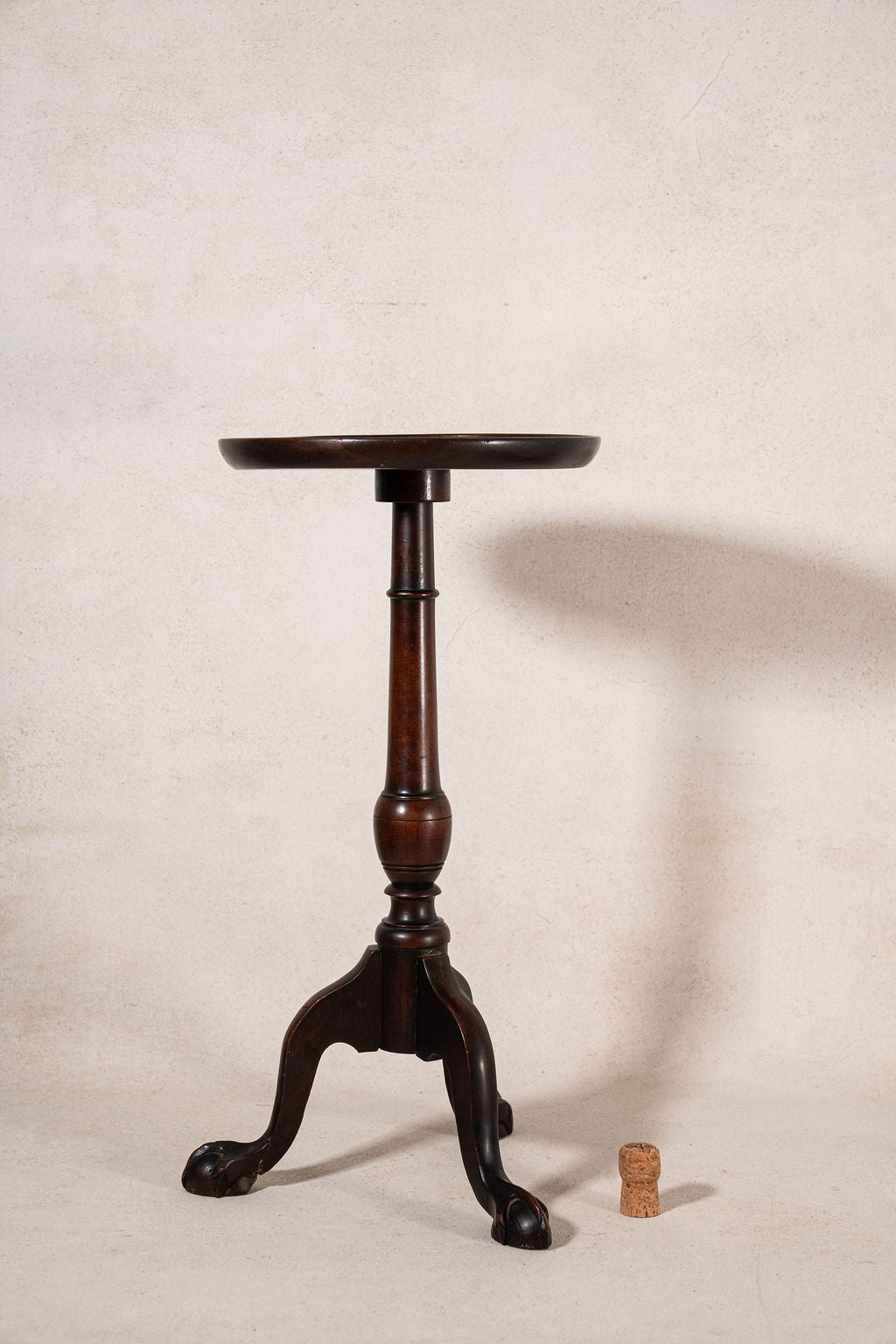 Petite Antique English Mahogany Wine Table with Claw Feet