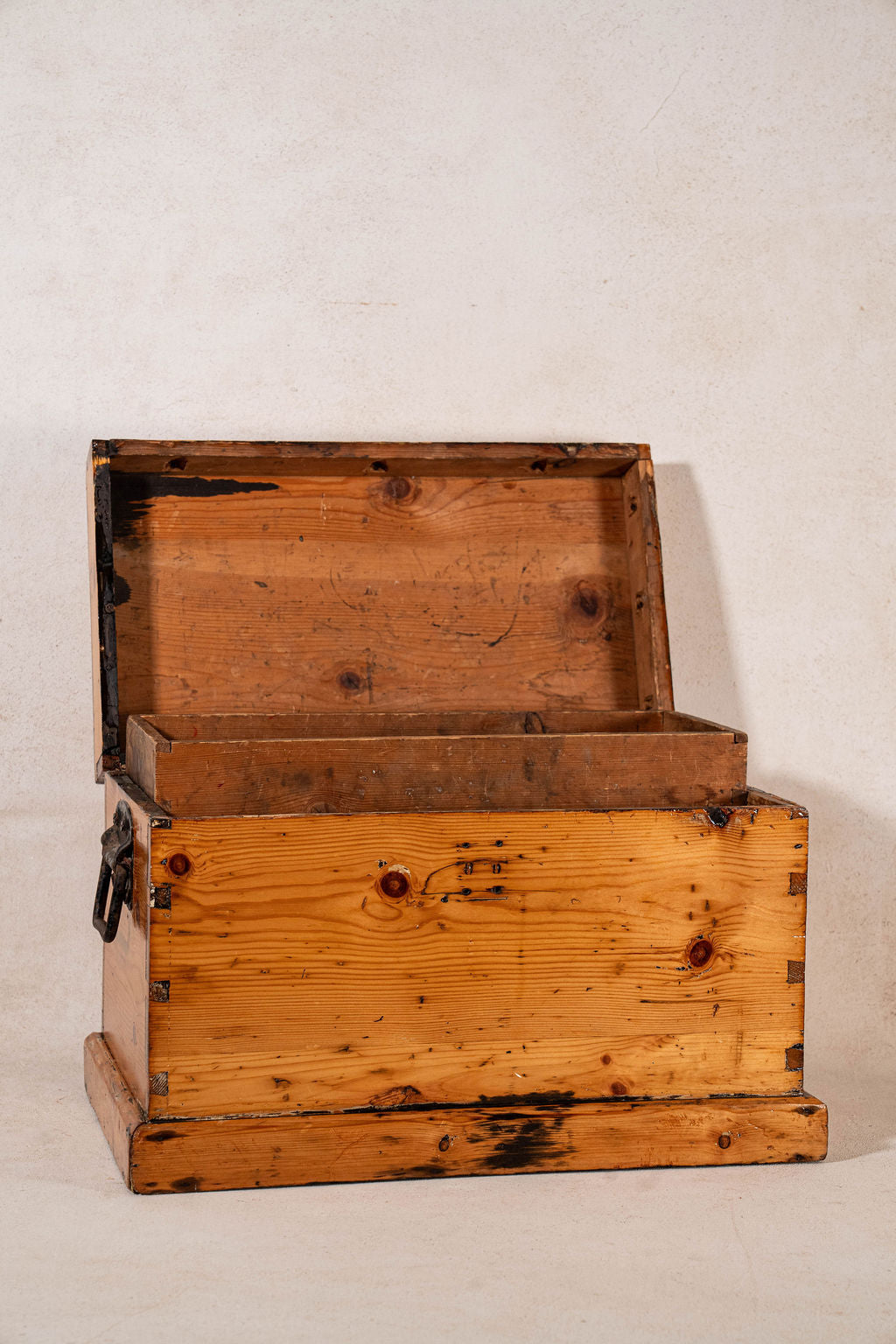 19th Century English Waxed Pine Carpenters Tool Chest (c. 1900)