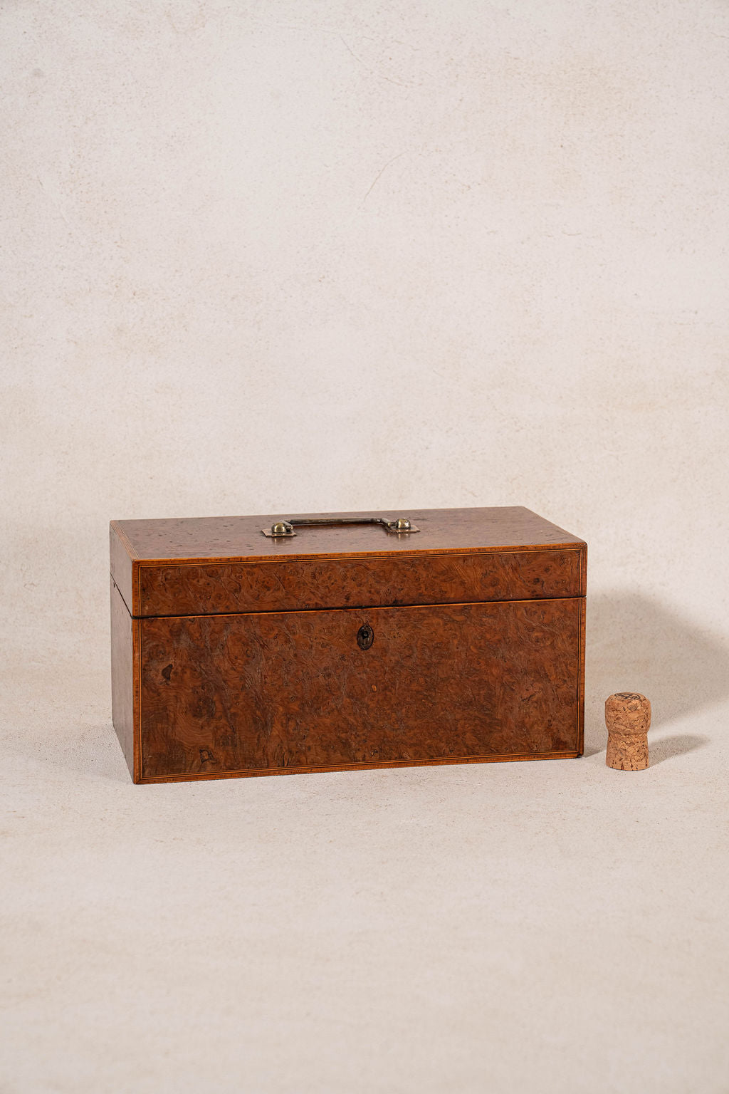 19th Century Inlay Burl Tea Caddy (c. 1850)