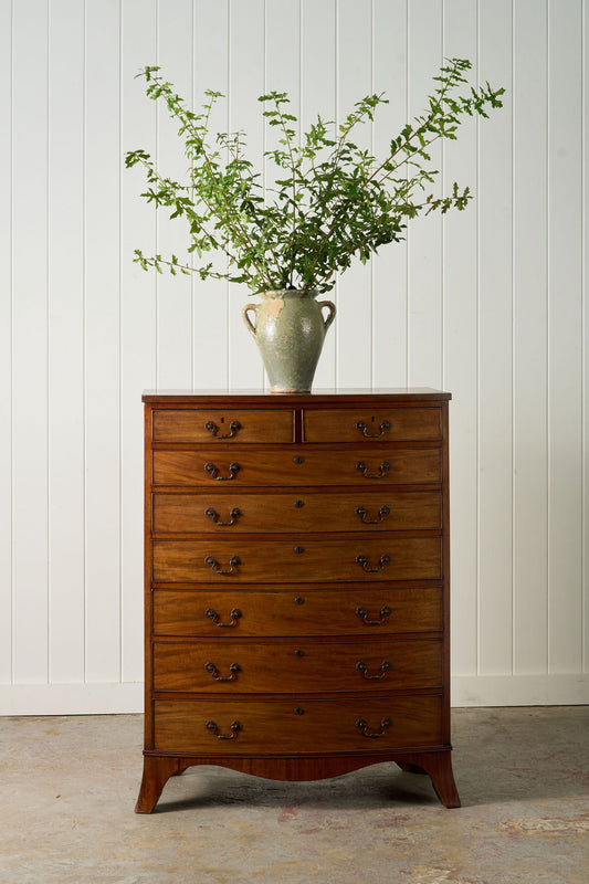 Edwardian Mahogany 8-Drawer Chest with Swan Pulls (c. 1910)