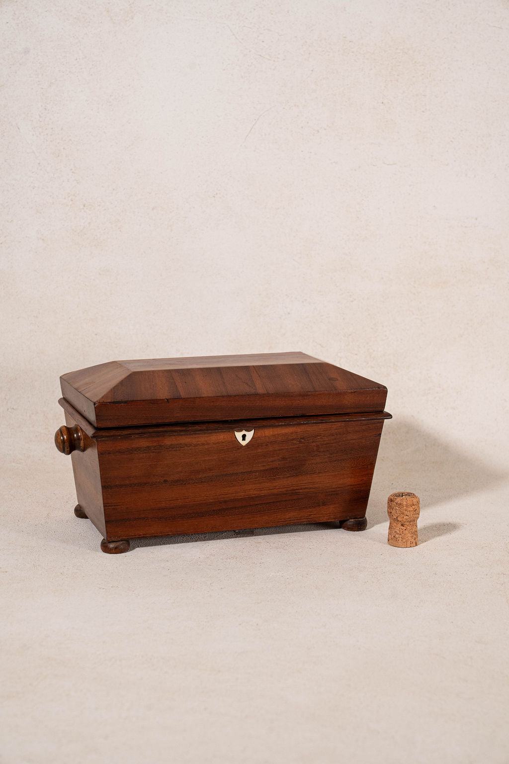 19th Century Tea Caddy with Bon Inlay Keyhole + Original Fittings