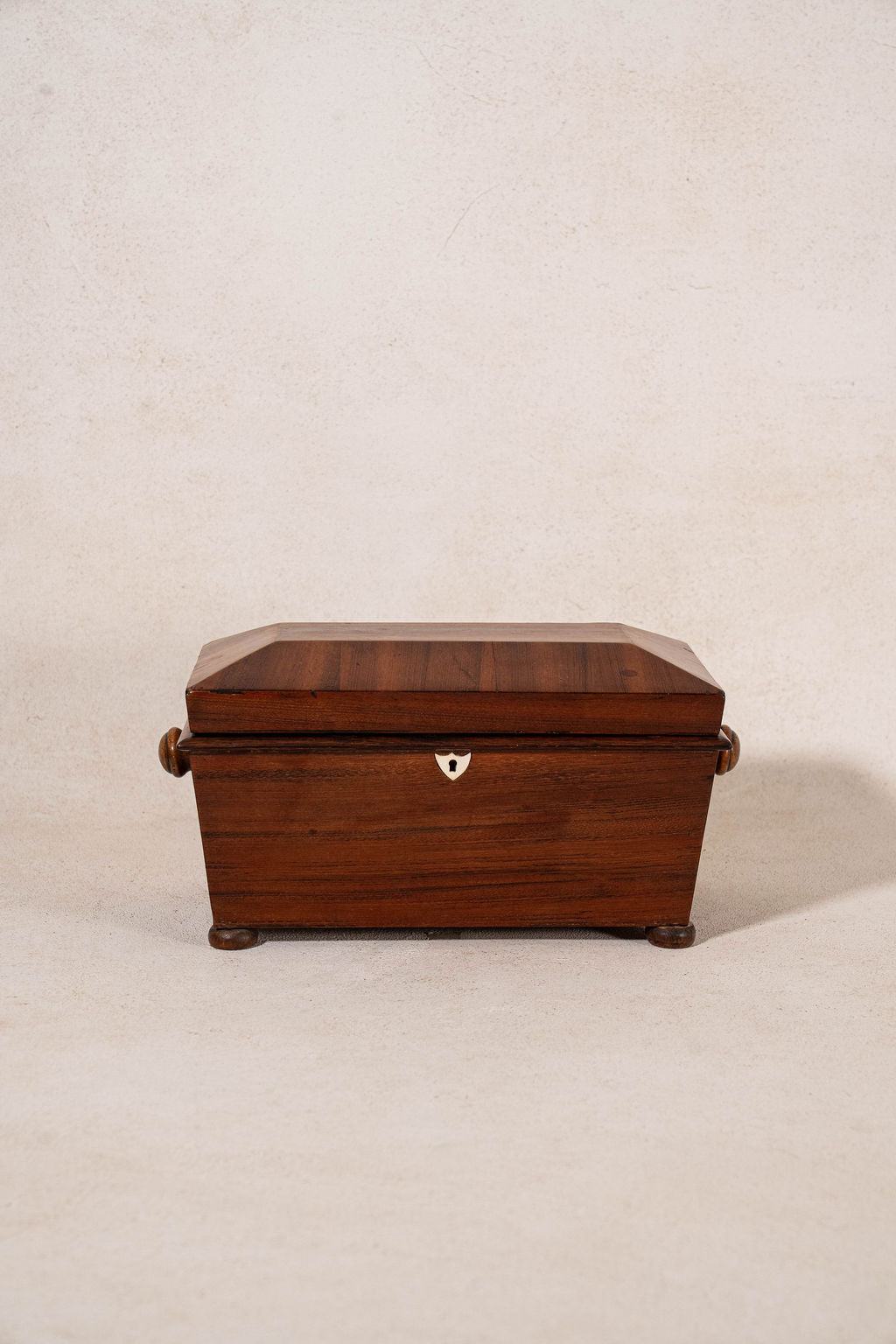 19th Century Tea Caddy with Bon Inlay Keyhole + Original Fittings