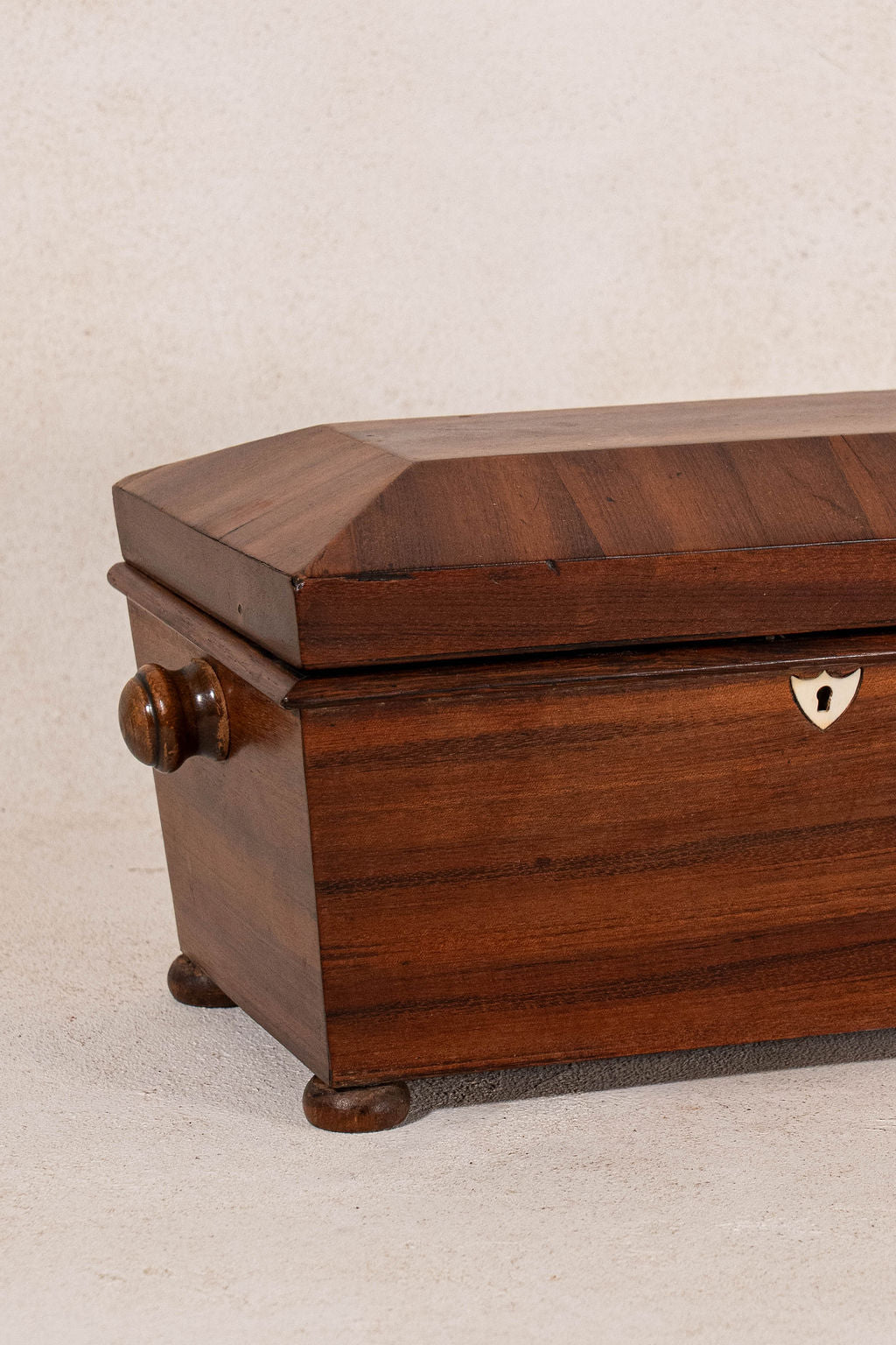 19th Century Tea Caddy with Bon Inlay Keyhole + Original Fittings