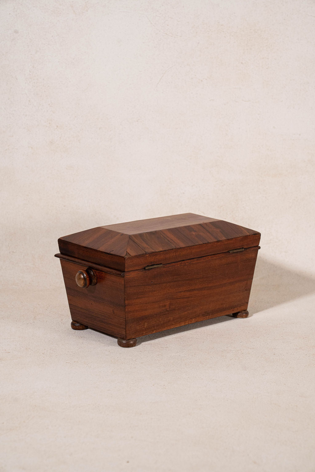 19th Century Tea Caddy with Bon Inlay Keyhole + Original Fittings