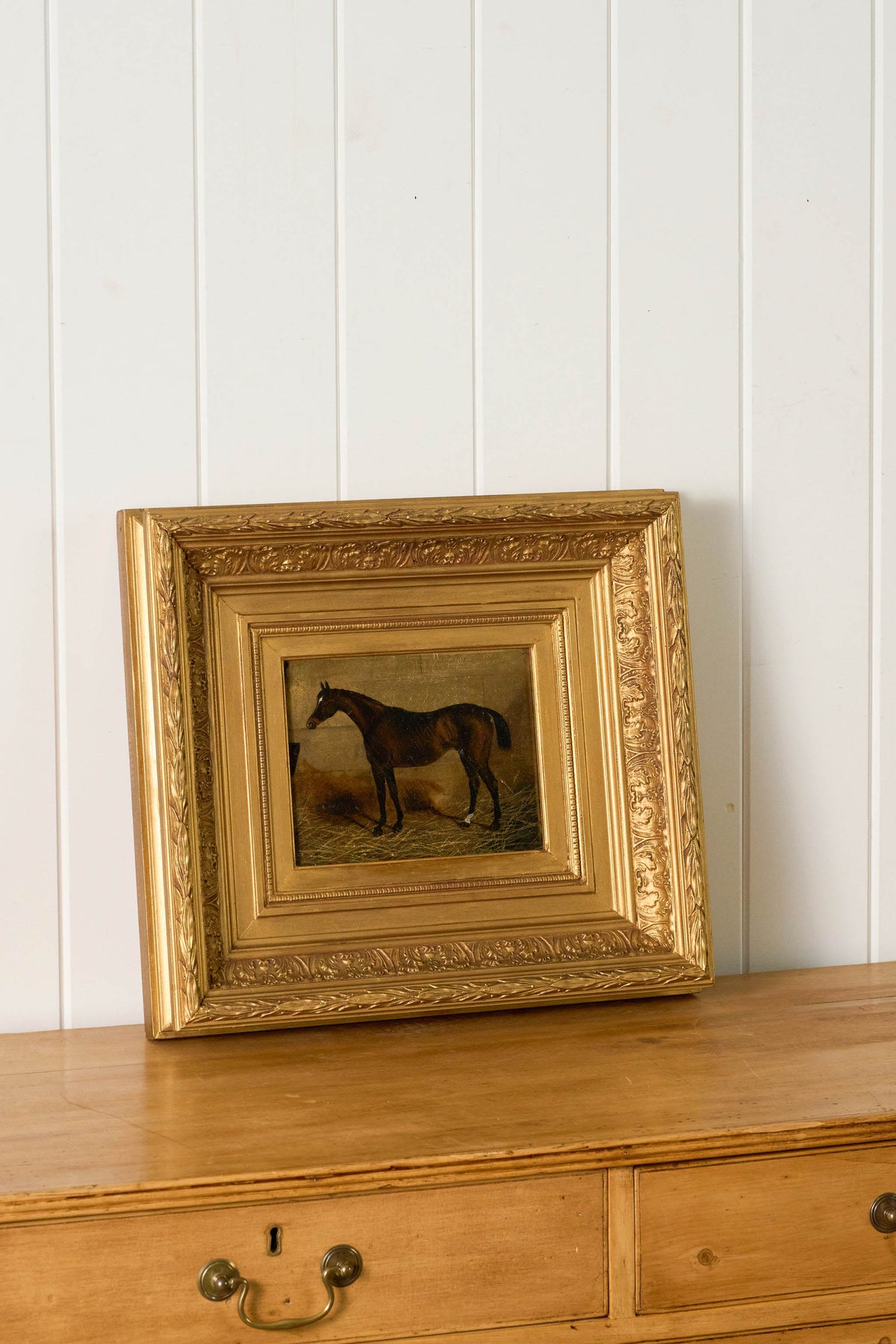 19th Century Equestrian Horse Portrait in Original Gilt Frame (c. 1830)