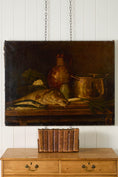 Load image into Gallery viewer, Large 19th Century Still Life of Fish + Copper Pots
