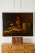 Load image into Gallery viewer, Large 19th Century Still Life of Fish + Copper Pots
