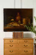 Load image into Gallery viewer, Large 19th Century Still Life of Fish + Copper Pots
