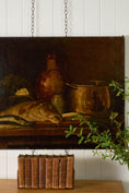 Load image into Gallery viewer, Large 19th Century Still Life of Fish + Copper Pots
