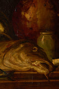 Load image into Gallery viewer, Large 19th Century Still Life of Fish + Copper Pots
