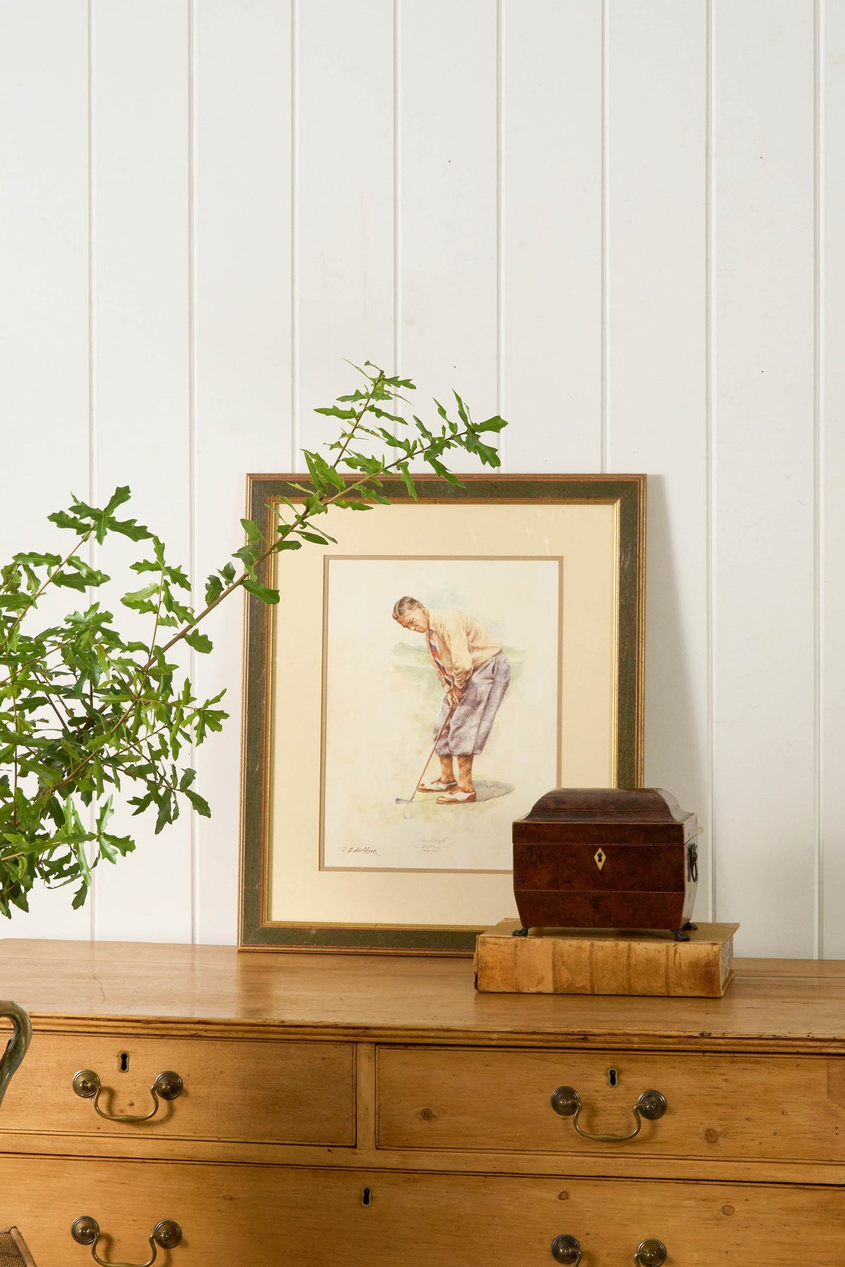 Vintage Golf Print | Double Matted in Green Frame