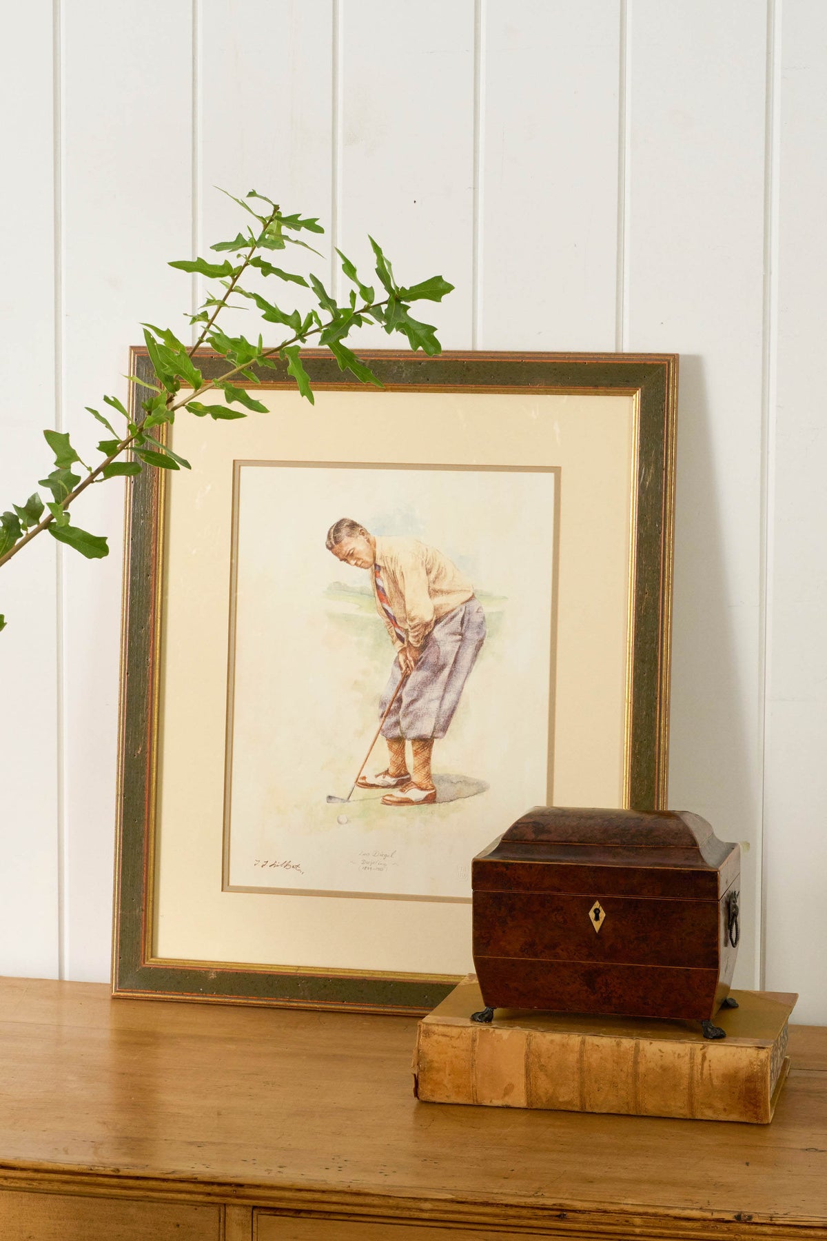 Vintage Golf Print | Double Matted in Green Frame