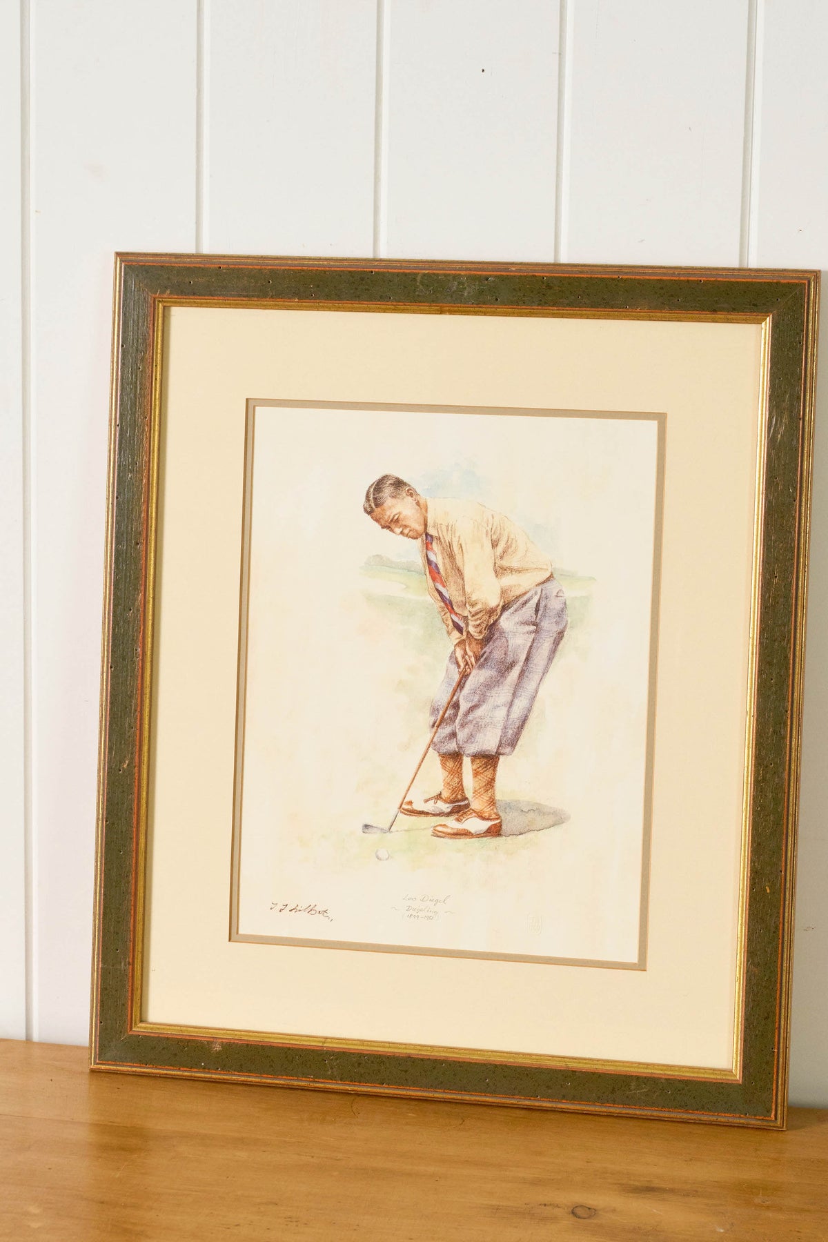 Vintage Golf Print | Double Matted in Green Frame