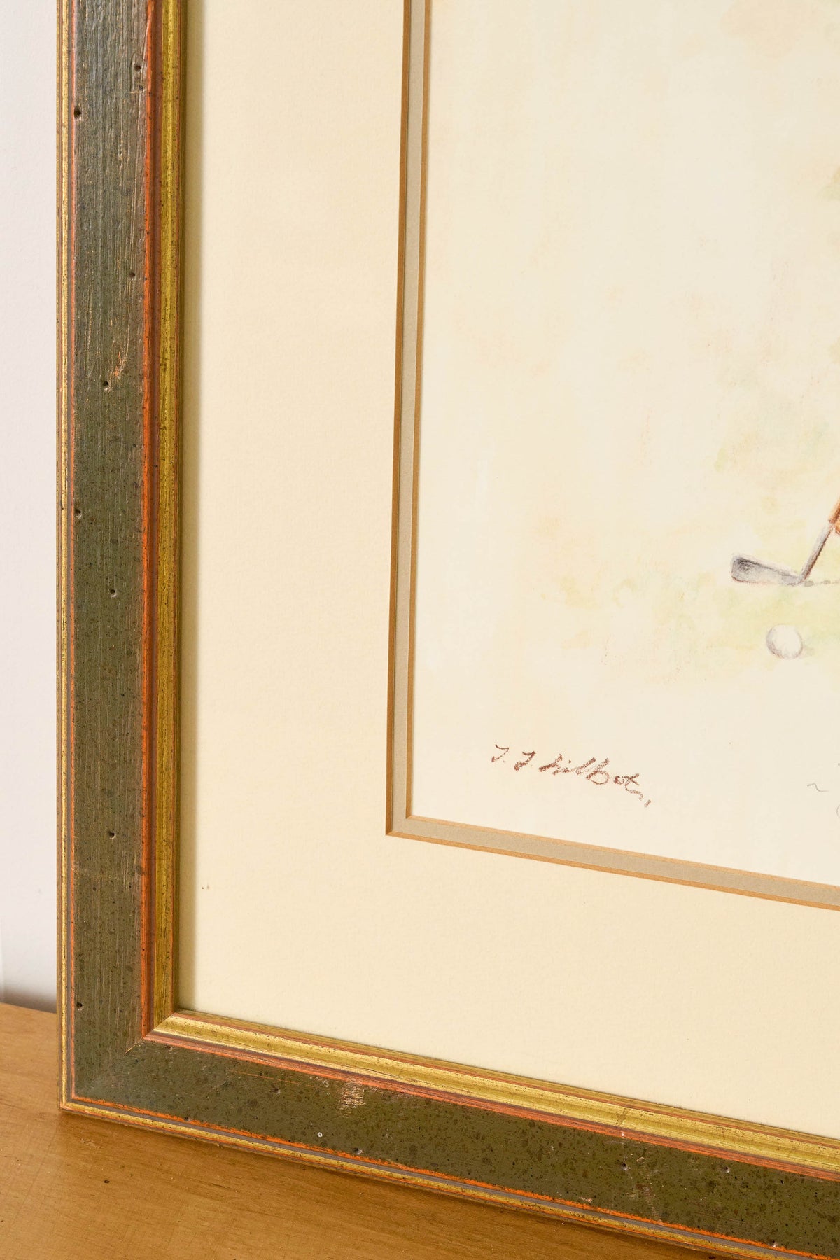 Vintage Golf Print | Double Matted in Green Frame