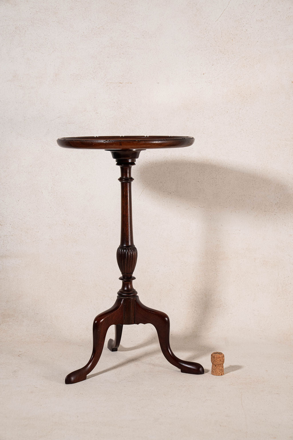 Vintage English Mahogany Wine Table with Line + Dot Rim (c. 1930s)