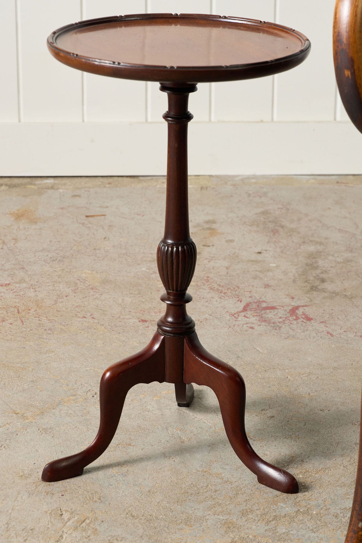 Vintage English Mahogany Wine Table with Line + Dot Rim (c. 1930s)