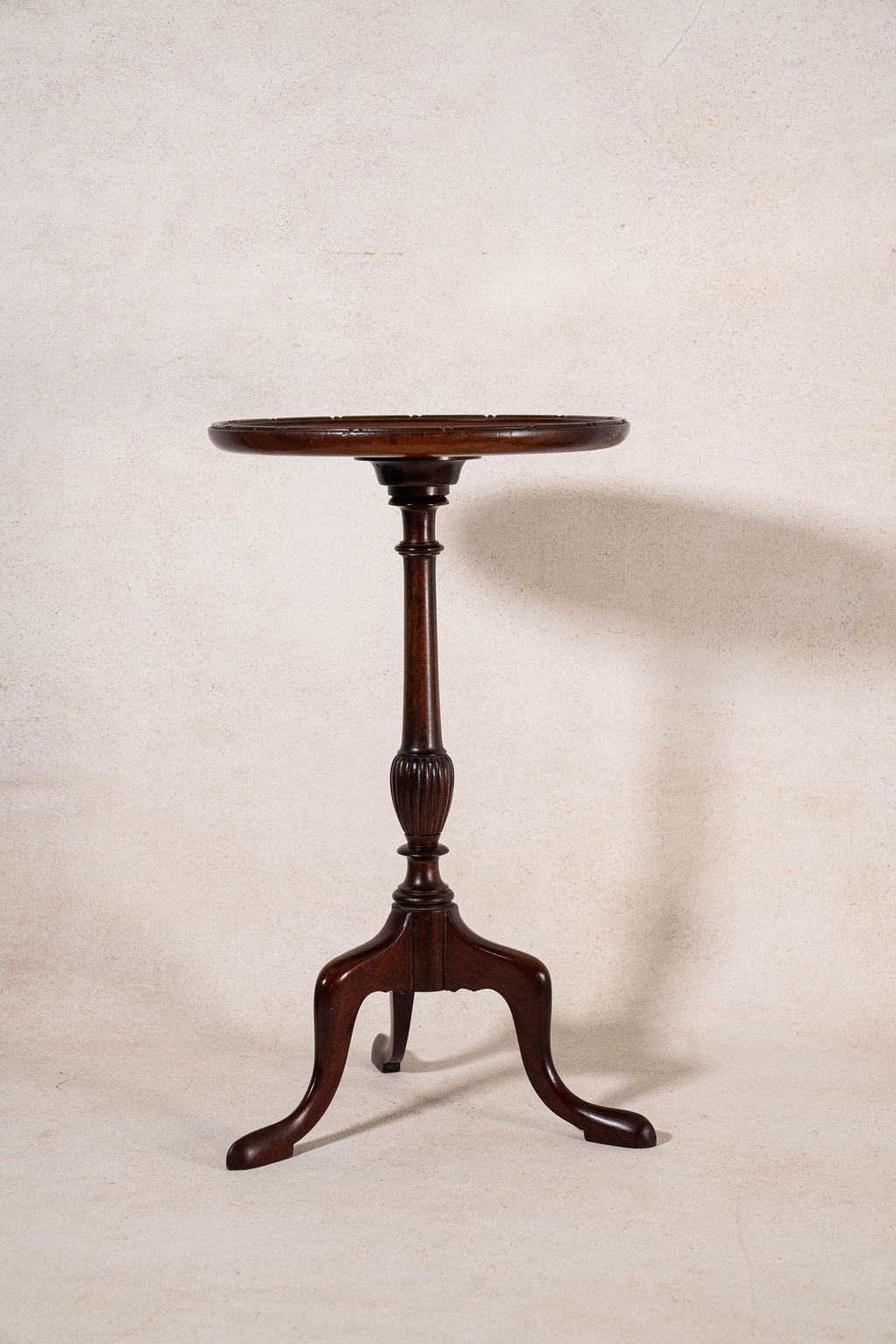 Vintage English Mahogany Wine Table with Line + Dot Rim (c. 1930s)