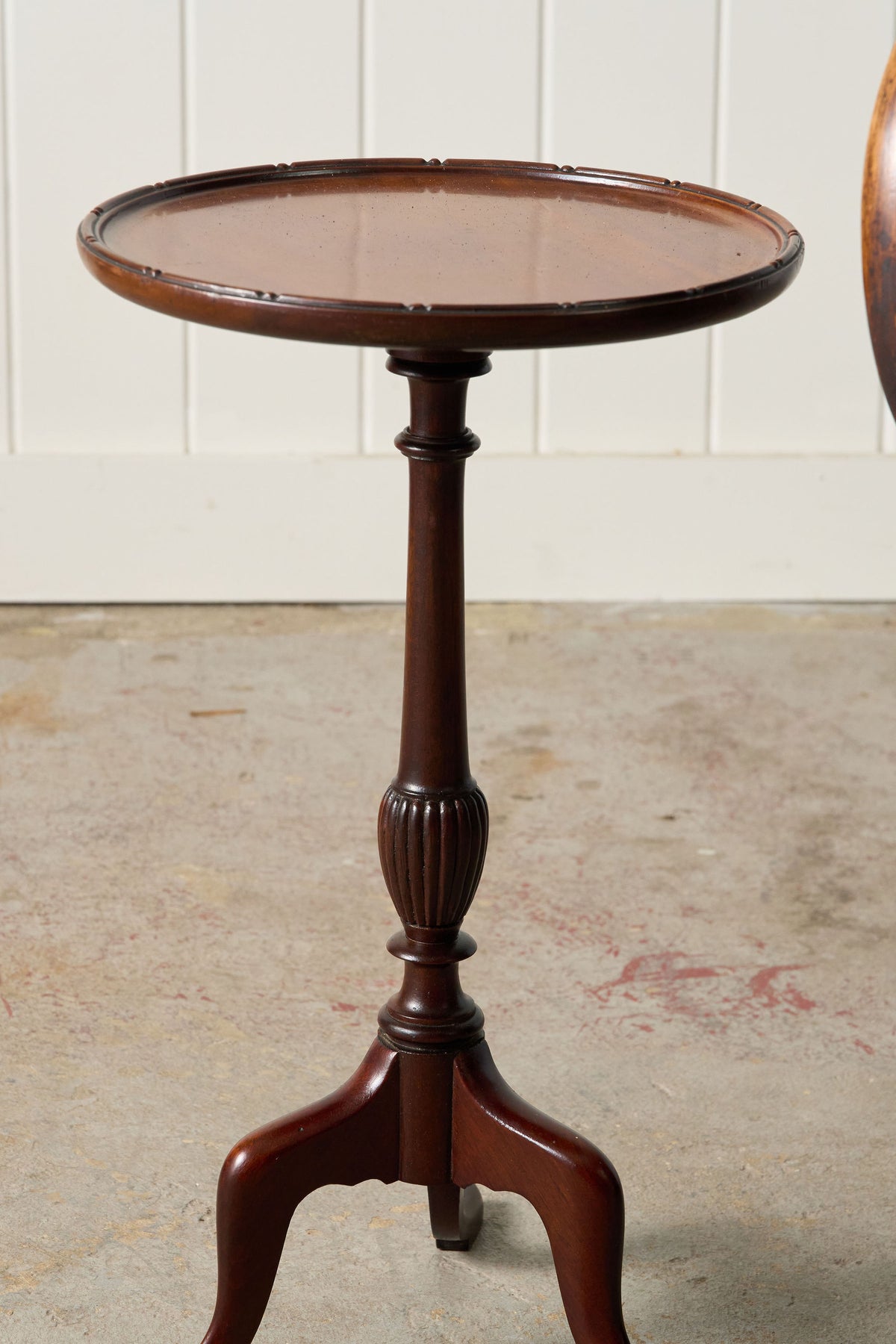 Vintage English Mahogany Wine Table with Line + Dot Rim (c. 1930s)