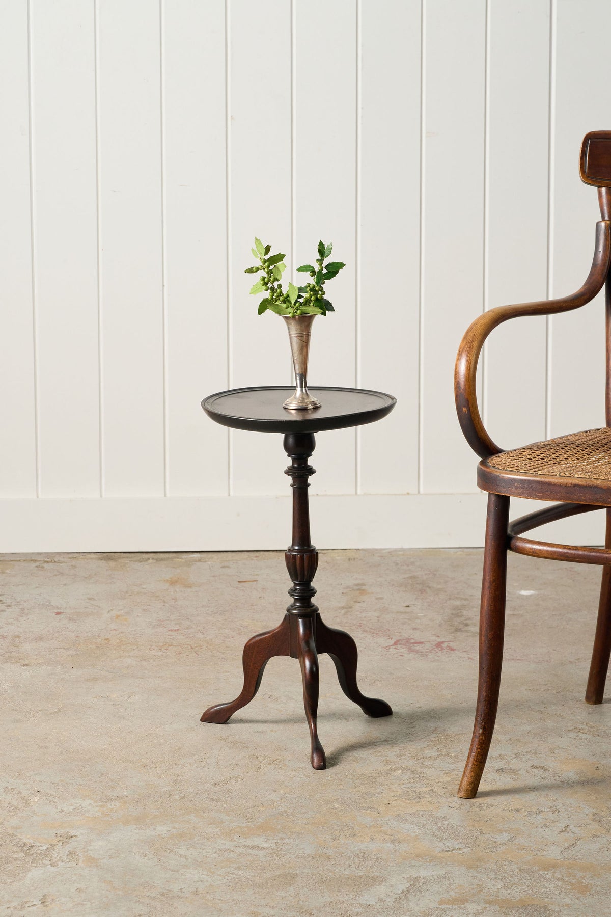 Vintage English Mahogany Wine Table with Beveled Lip Edge (c. 1930)