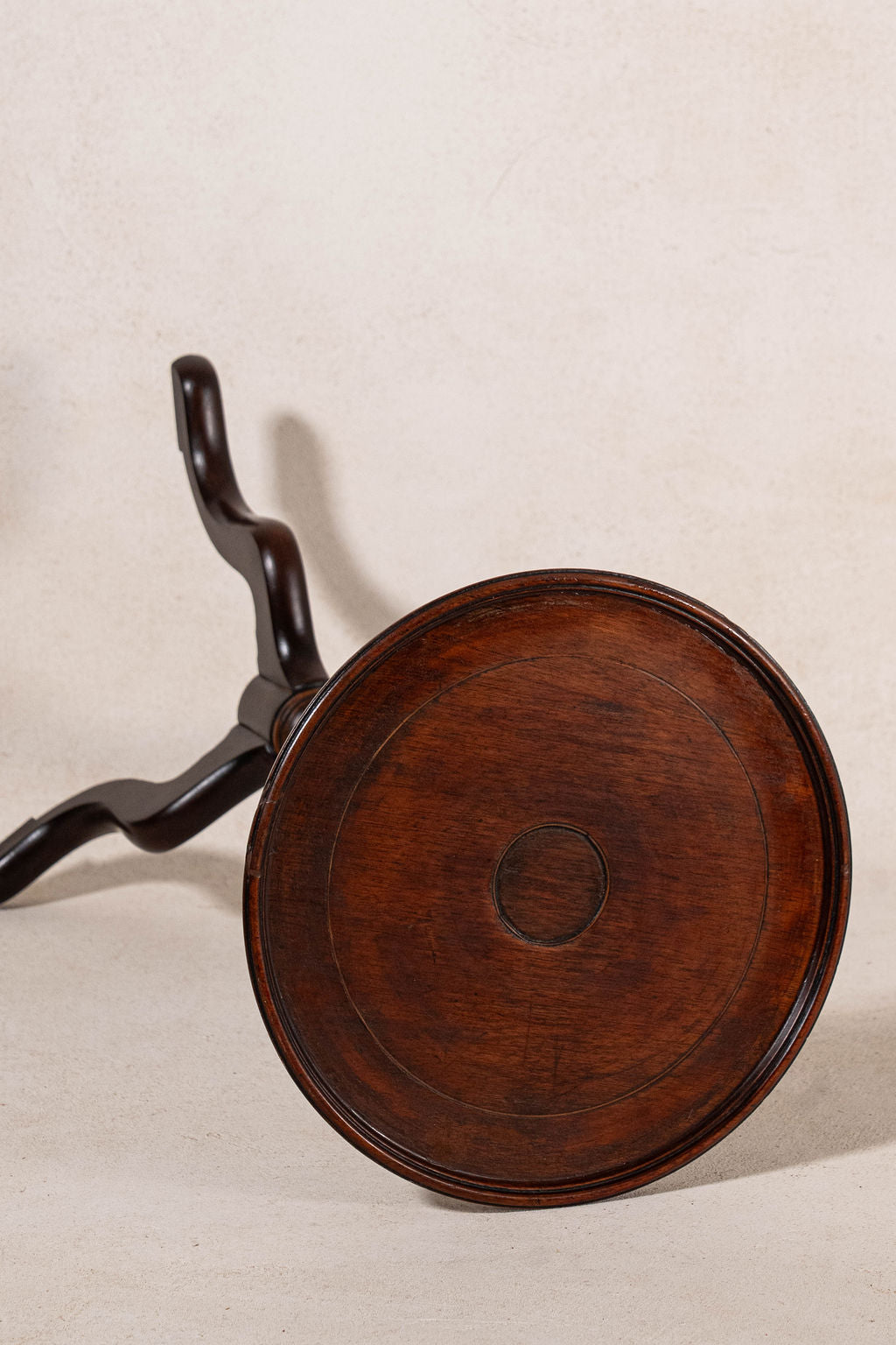 Vintage English Mahogany Wine Table with Beveled Lip Edge (c. 1930)