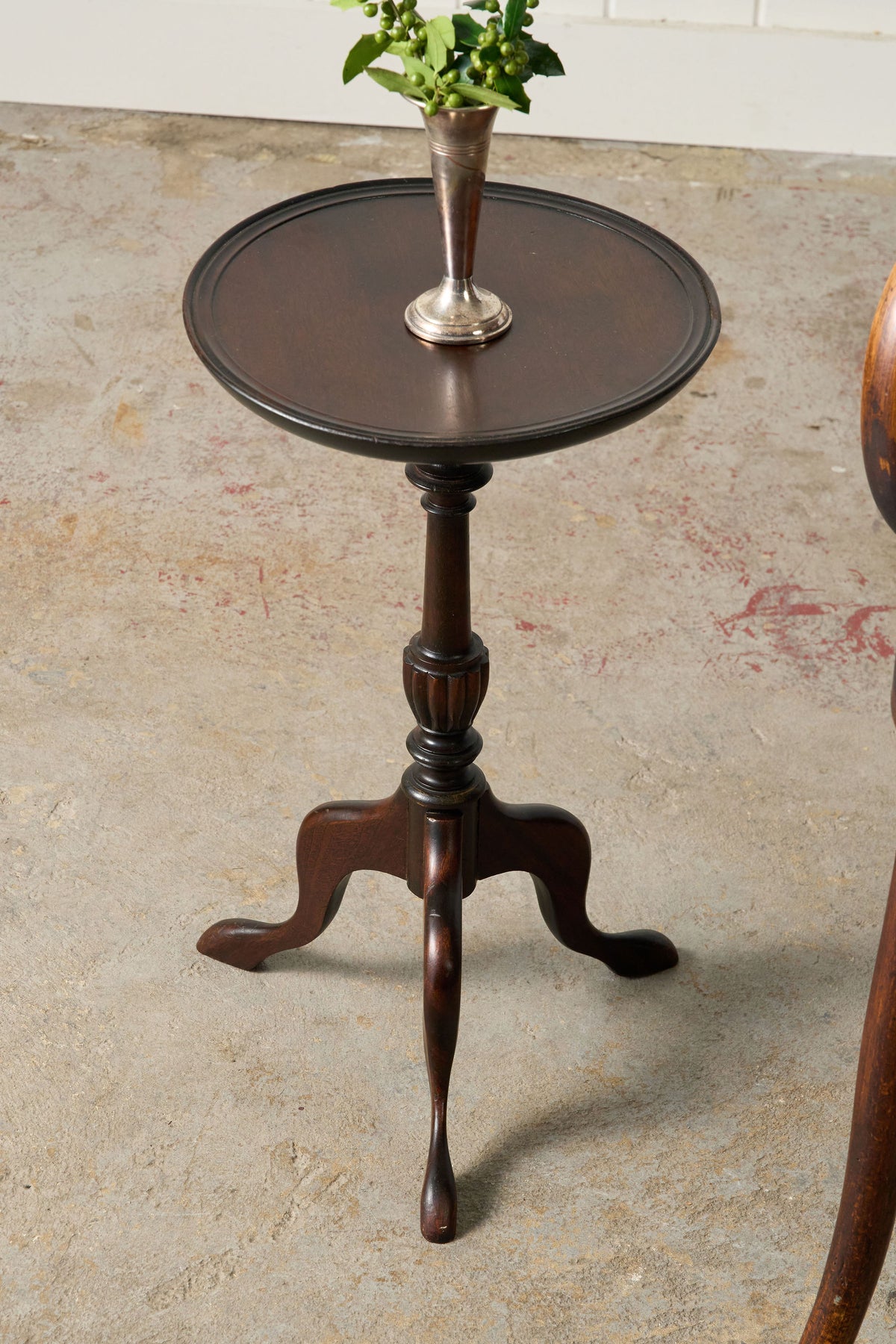 Vintage English Mahogany Wine Table with Beveled Lip Edge (c. 1930)