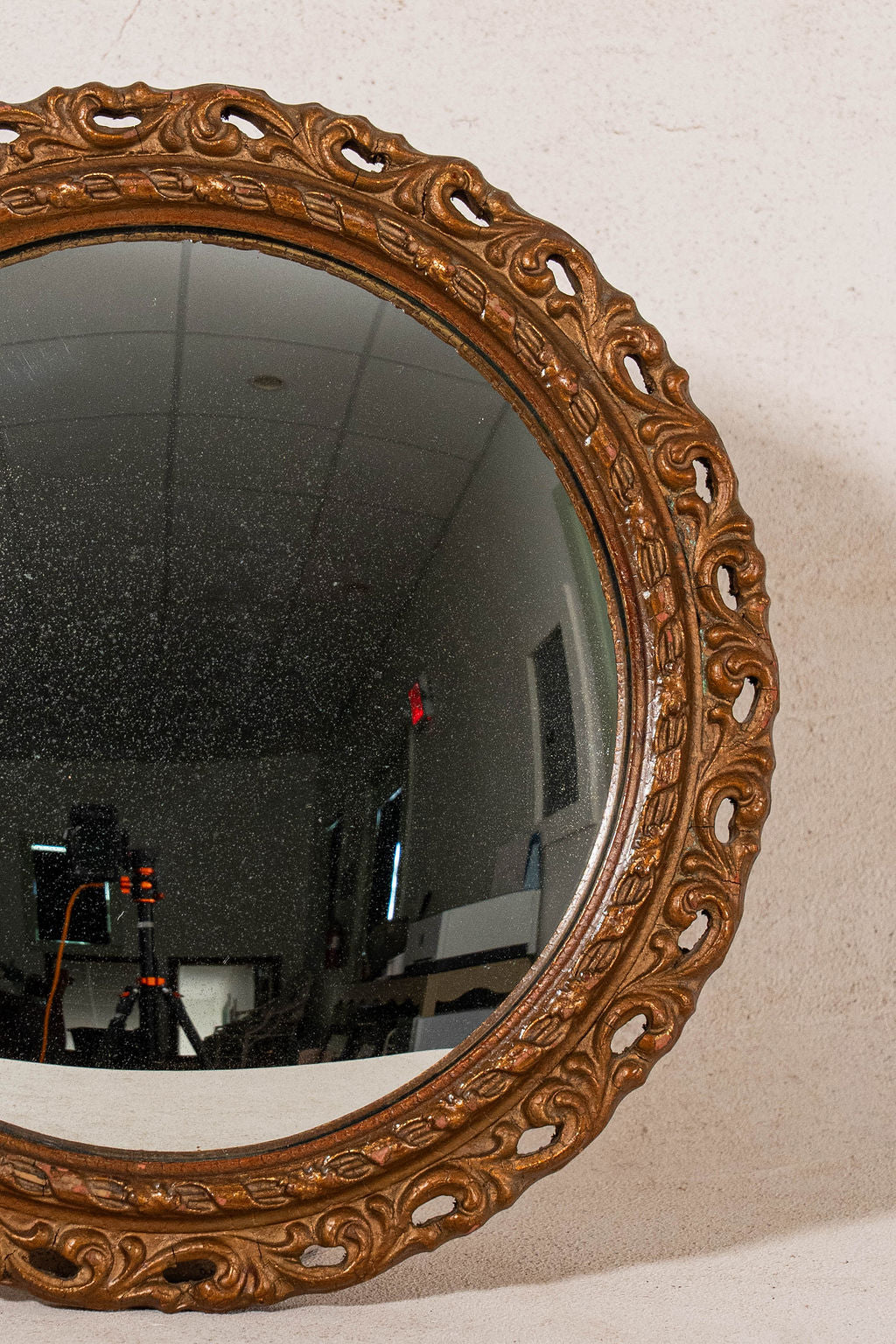 Carved Giltwood Convex Mirror C. 1930s