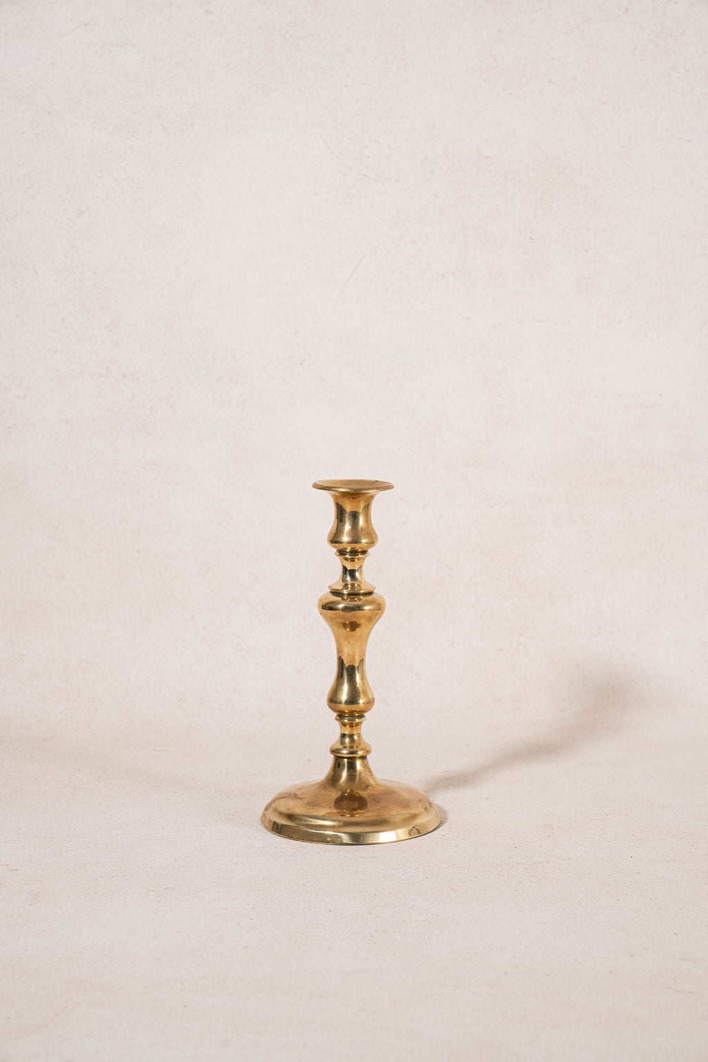 19th Century Brass English Candle Stick with Round Base (SINGLE) c. 1880