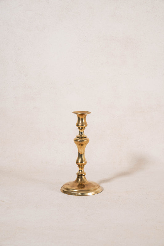 19th Century Brass English Candle Stick with Round Base (SINGLE) c. 1880