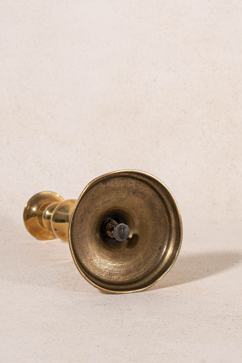19th Century Brass English Candle Stick with Round Base (SINGLE) c. 1880
