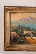 Load image into Gallery viewer, Antique Italian Oil on Board Seaside Town Scene in Gilt Wood Frame (c. 1890)
