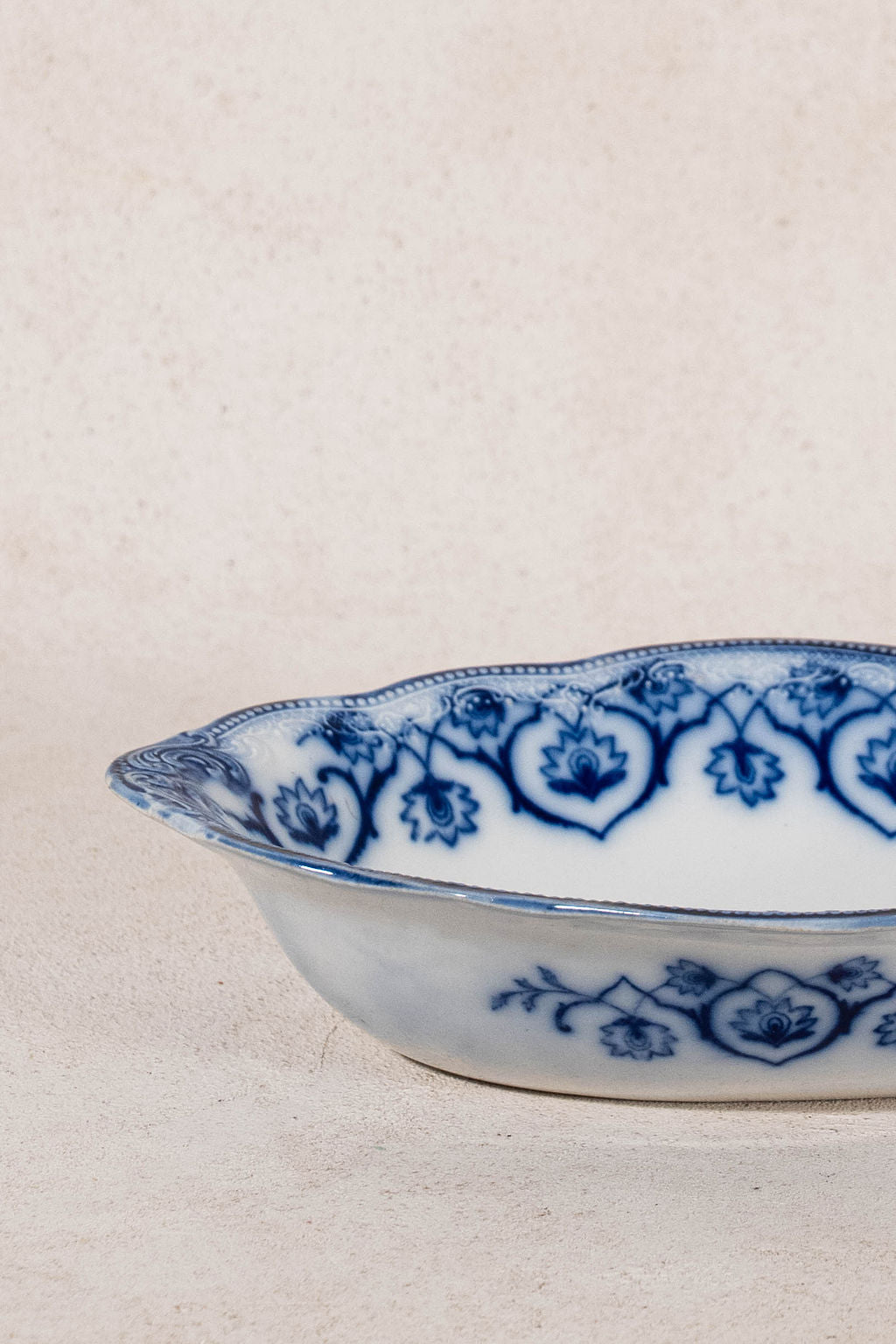 W. H. Grindley Antique Blue Flow Transferware Oval Serving Vegetable Bowl
