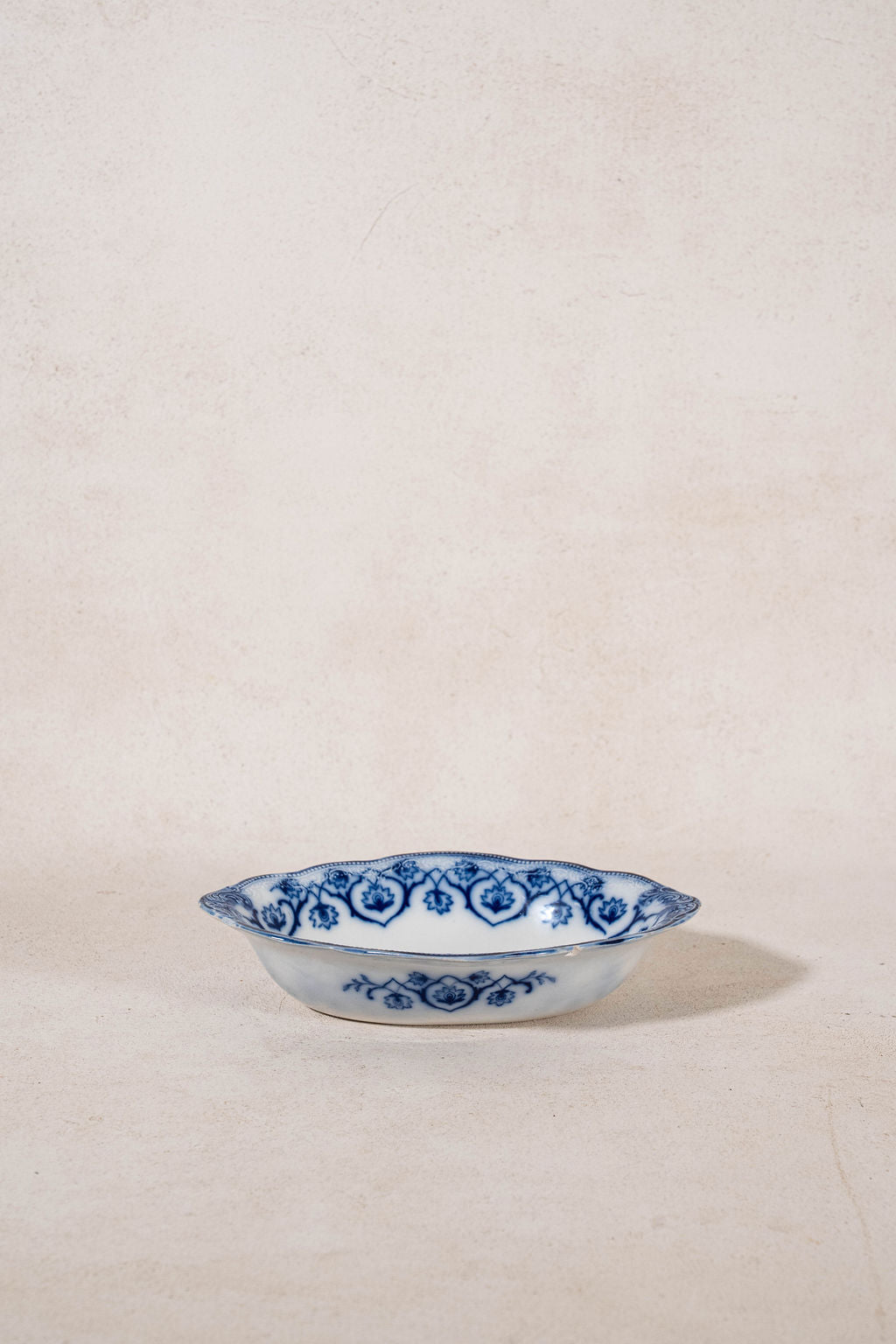 W. H. Grindley Antique Blue Flow Transferware Oval Serving Vegetable Bowl
