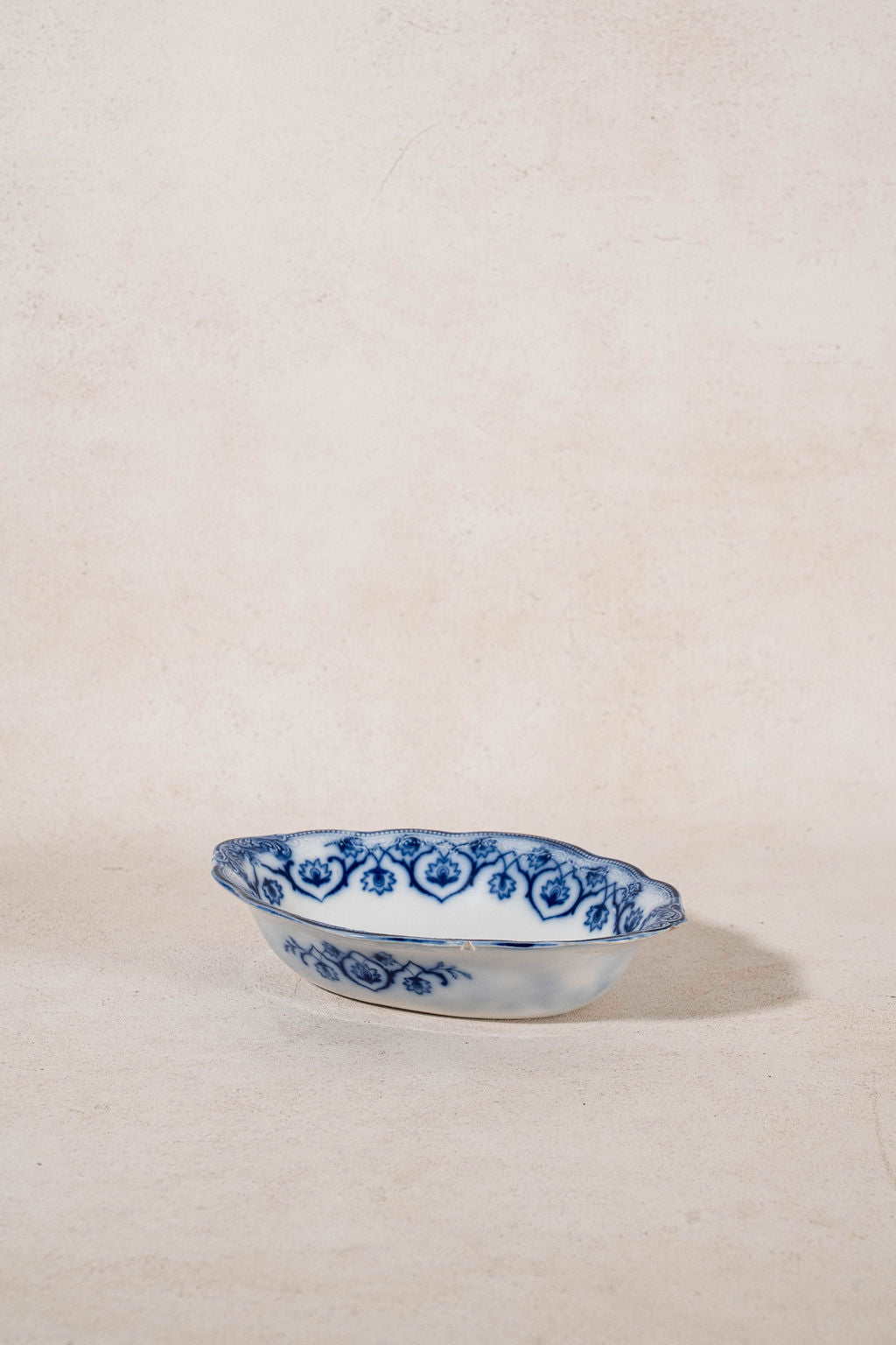 W. H. Grindley Antique Blue Flow Transferware Oval Serving Vegetable Bowl