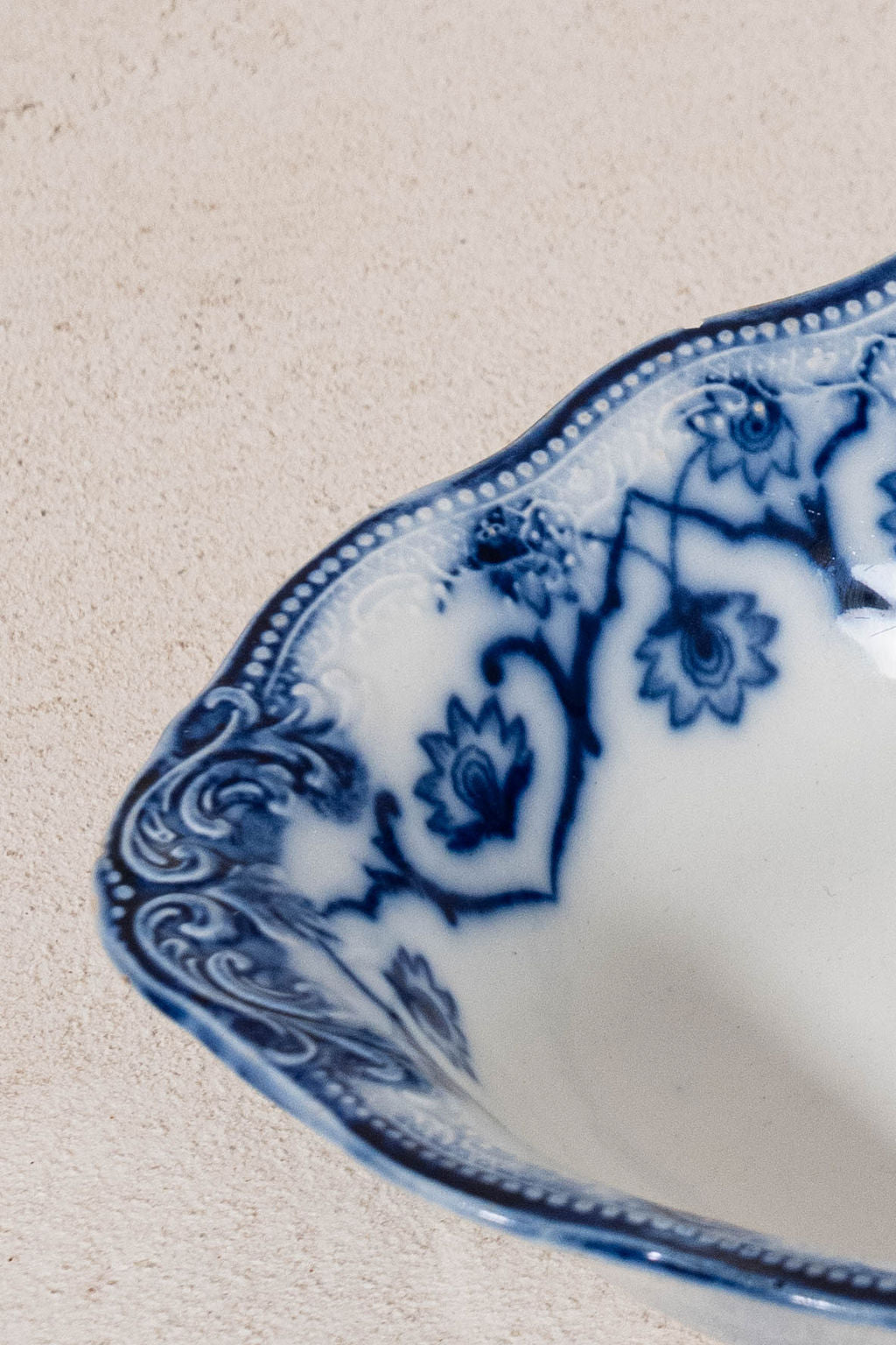W. H. Grindley Antique Blue Flow Transferware Oval Serving Vegetable Bowl
