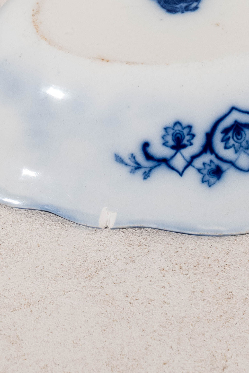 W. H. Grindley Antique Blue Flow Transferware Oval Serving Vegetable Bowl