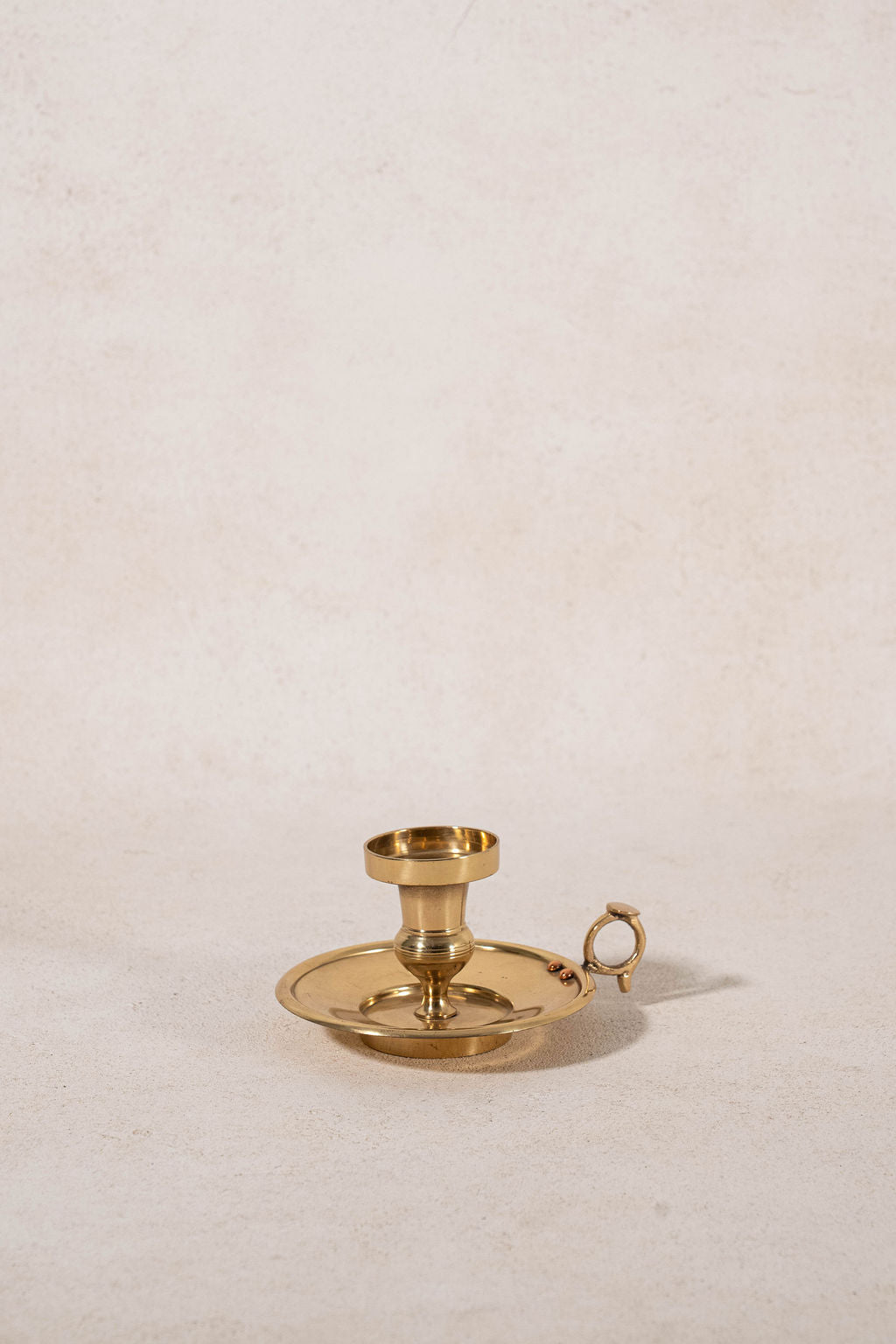 Vintage Solid Brass Chamberstick Candle Holder with Copper Bolts
