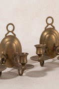 Load image into Gallery viewer, PAIR of Vintage Brass Colonial-Style Double Candle Sconce
