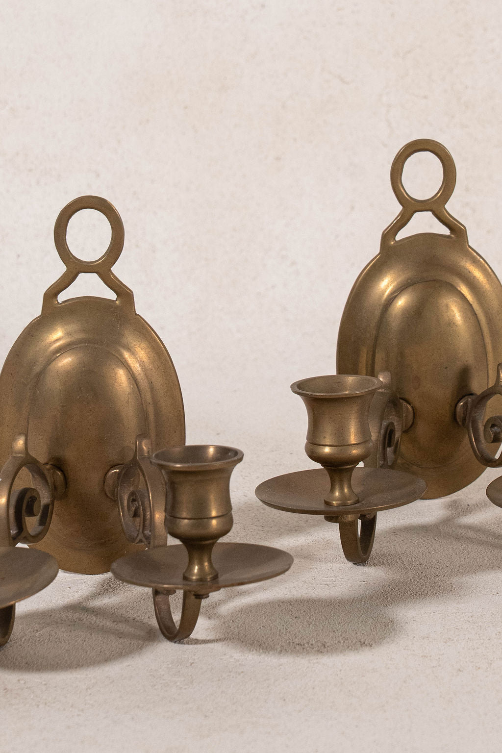 PAIR of Vintage Brass Colonial-Style Double Candle Sconce