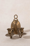 Load image into Gallery viewer, PAIR of Vintage Brass Colonial-Style Double Candle Sconce
