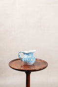 Load image into Gallery viewer, Petite Vintage Blue + White Spongeware Creamer Pitcher with Scalloped Edge
