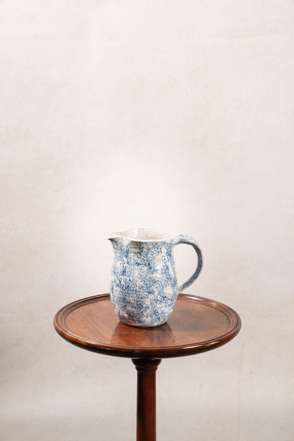 Vintage Handmade Blue + White Spongeware Pitcher