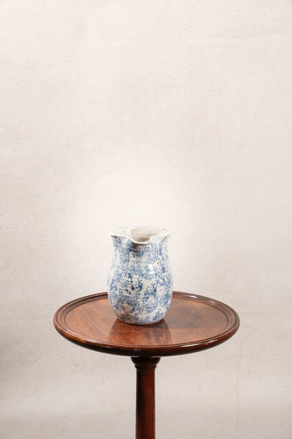 Vintage Handmade Blue + White Spongeware Pitcher