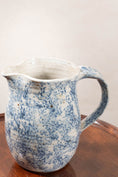 Load image into Gallery viewer, Vintage Handmade Blue + White Spongeware Pitcher
