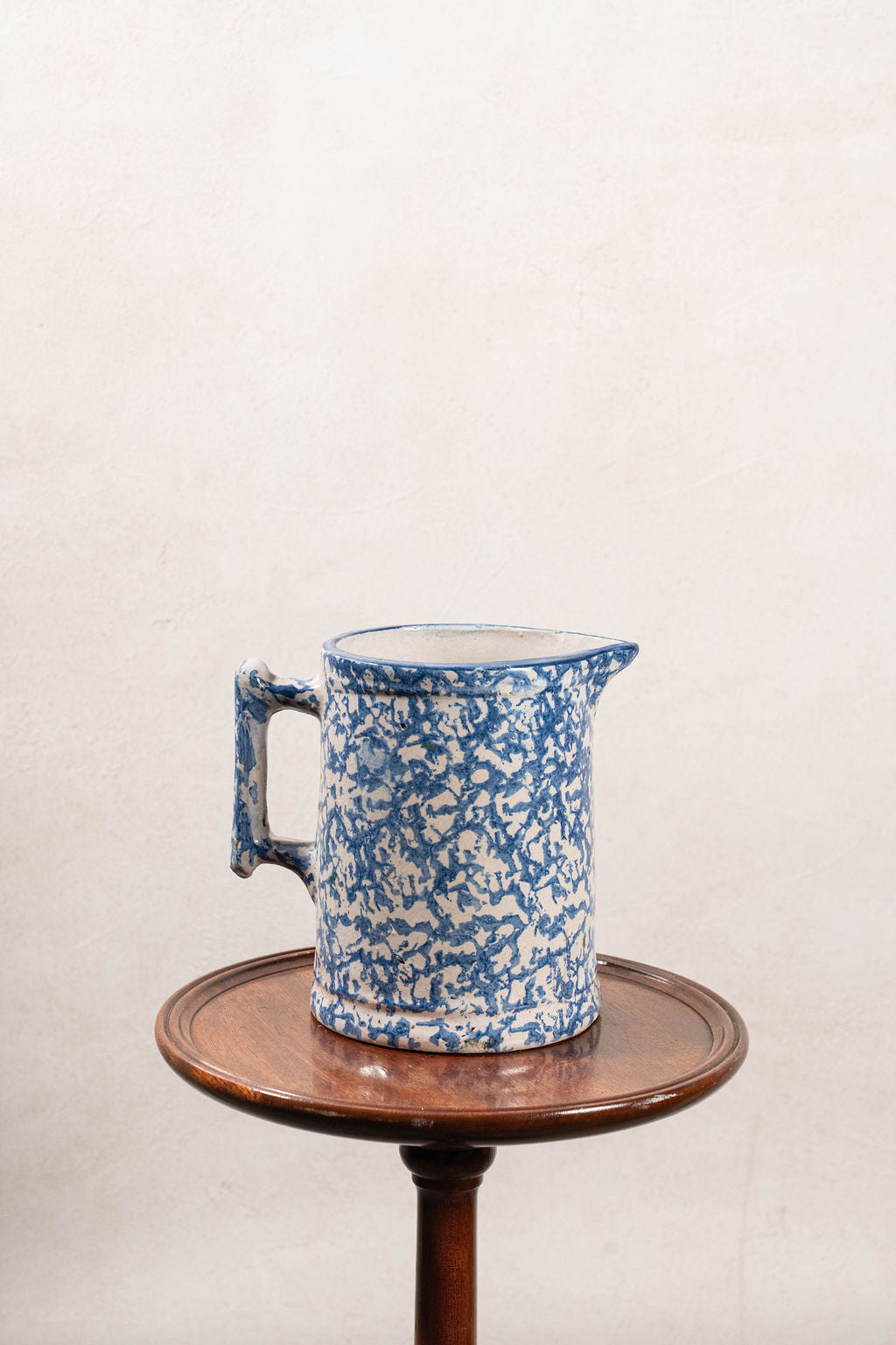 Antique Blue + White Spongeware Milk Pitcher