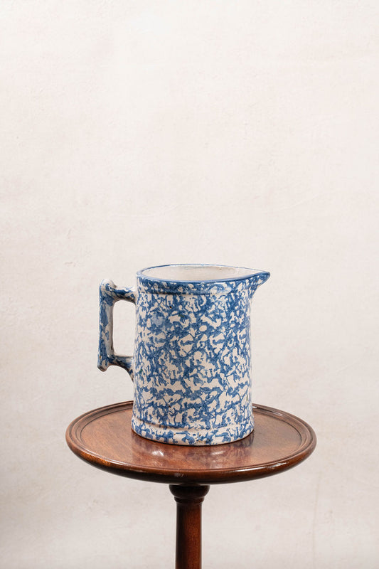 Antique Blue + White Spongeware Milk Pitcher