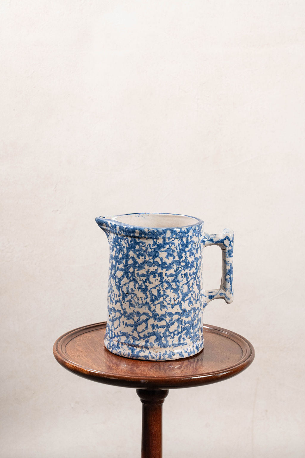 Antique Blue + White Spongeware Milk Pitcher