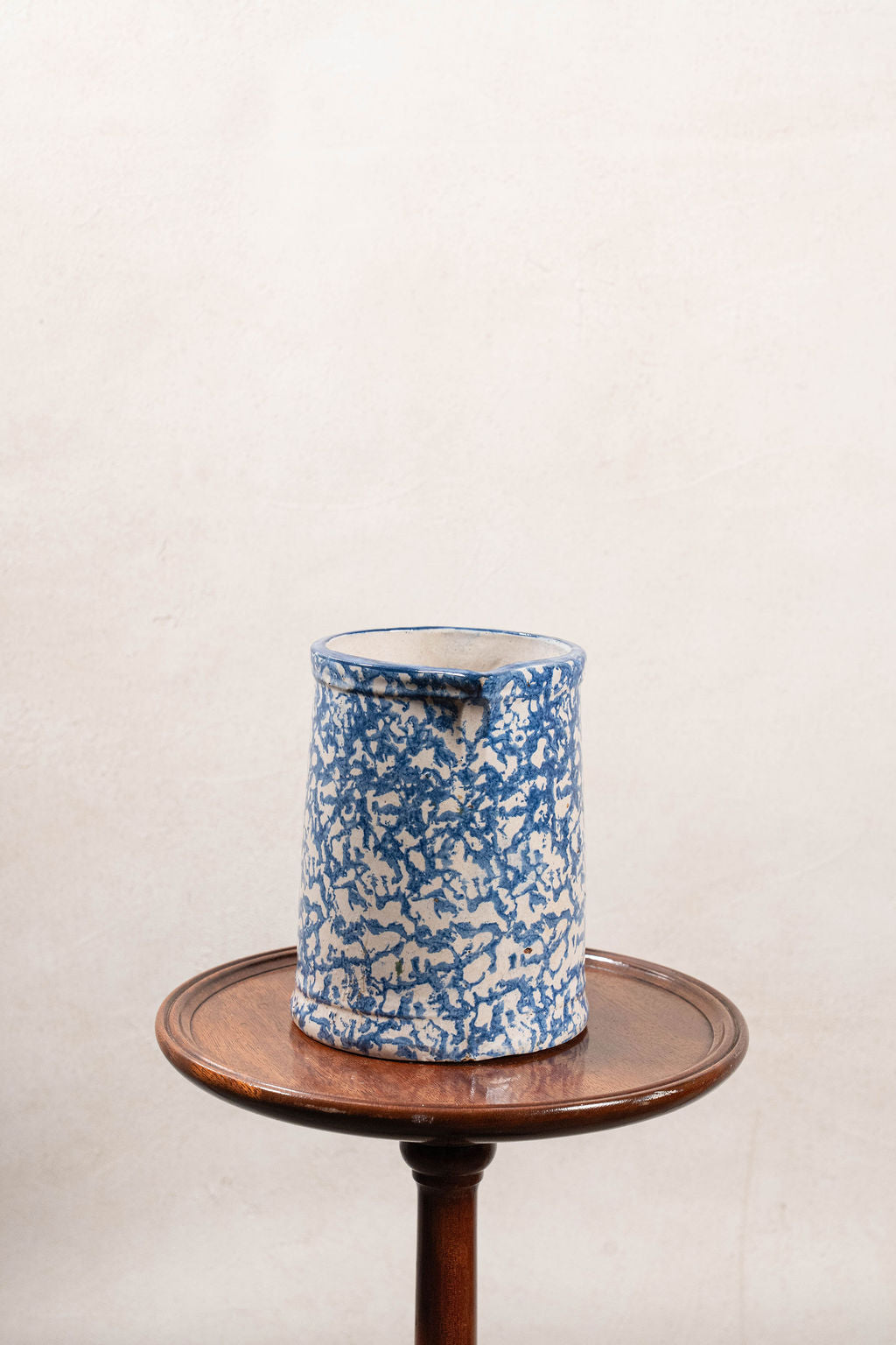 Antique Blue + White Spongeware Milk Pitcher
