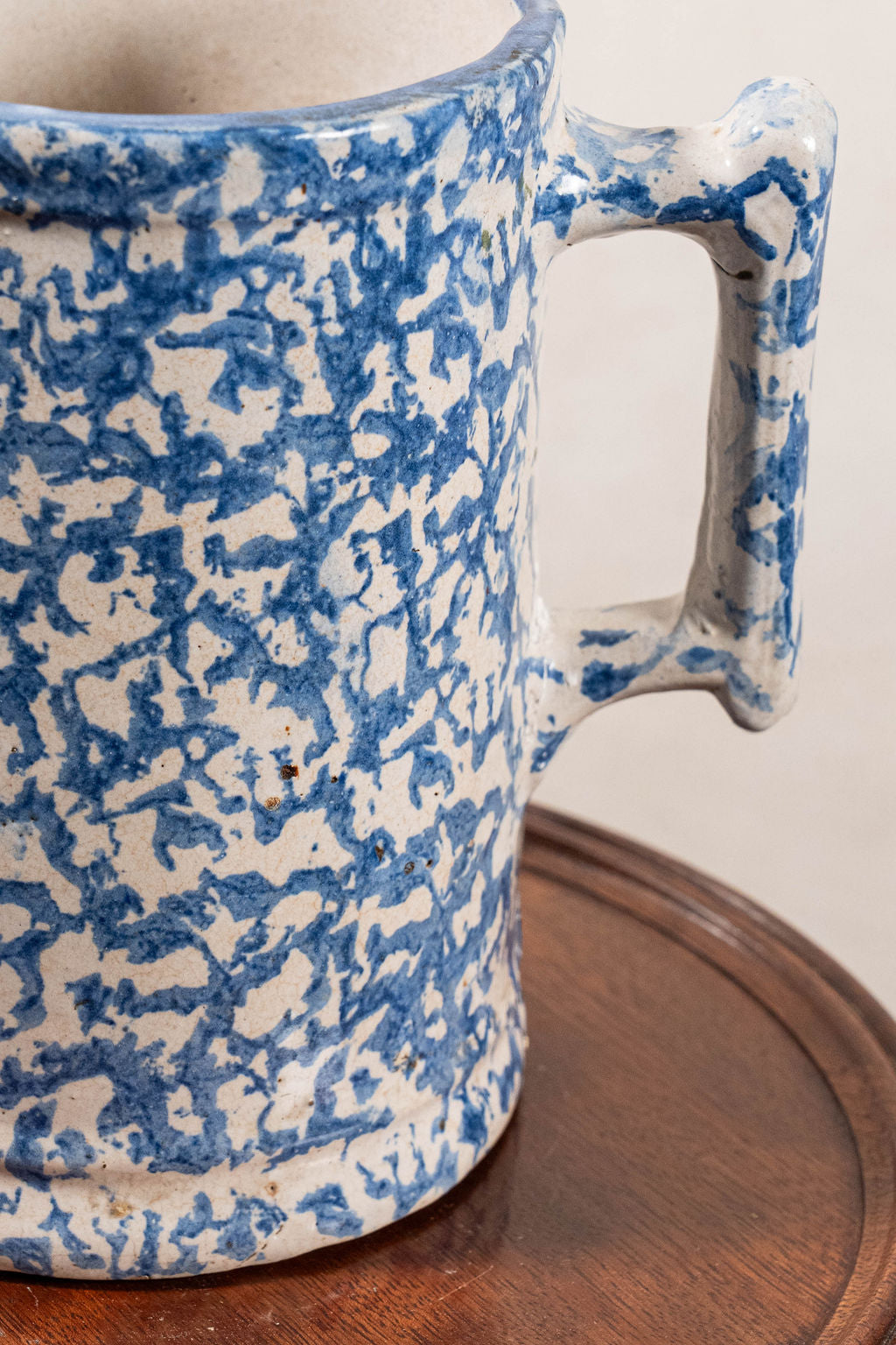 Antique Blue + White Spongeware Milk Pitcher