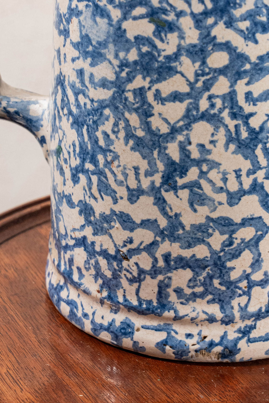Antique Blue + White Spongeware Milk Pitcher