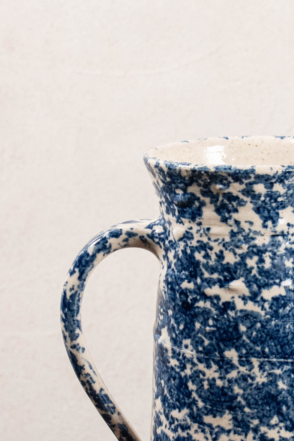 Handmade Stoneware Blue Spongeware Pitcher